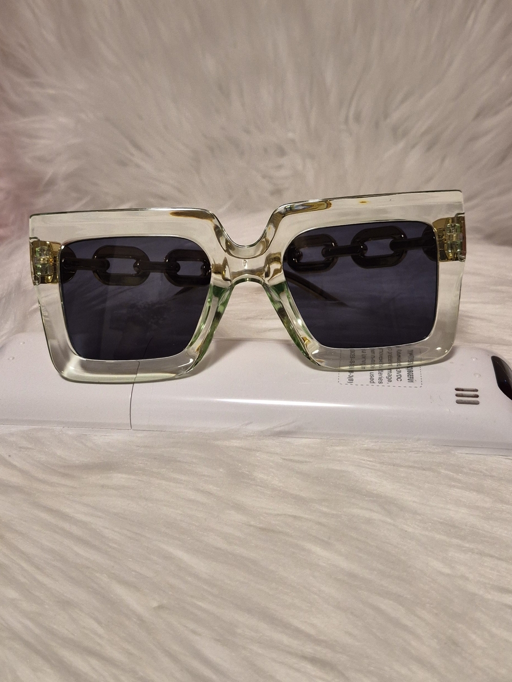 Clear Frame Black Lens Square Sunglasses - Women